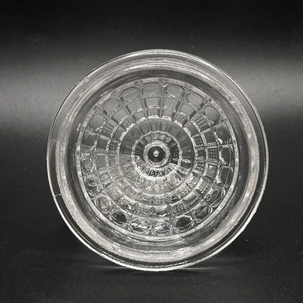 McKee Tappan Child Toy Clear Pressed Glass Round Butter Dish‎ Lid Flying Saucer